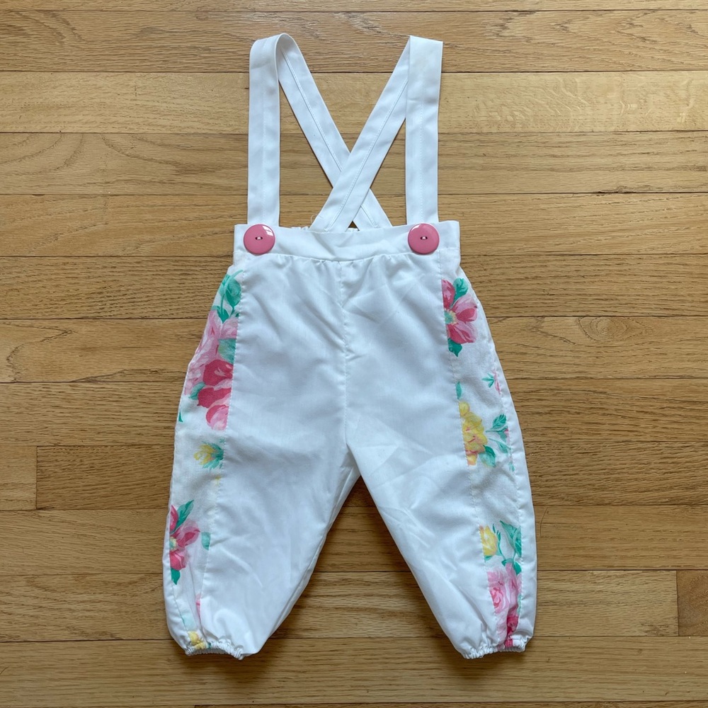 VINTAGE EUC 80s HANDMADE Floral Suspender Pants